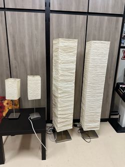 Ikea Set of 4 Rice Paper Lamps Floor and Table