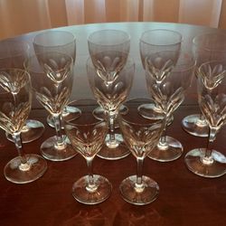 Baccarat Crystal Water Goblets and Wine Glasses - Genova Pattern