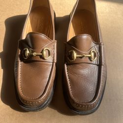Men’s GUCCI Size 7.5 Brown Leather Horsebit Loafers 723562
