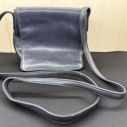 Vintage Green Fields Black Leather Purse Shoulder Handbag