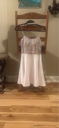 White Sequin Bodice Mini Dress
