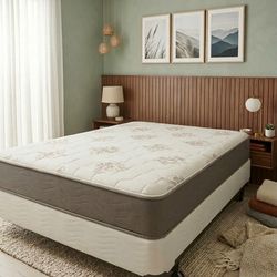 New queen mattress  and box spring 2 pc bed frame is not included