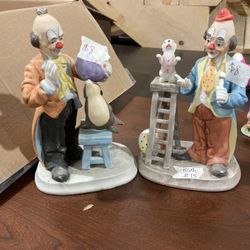 Clown figurines 8 inches high $8 each or both for $15