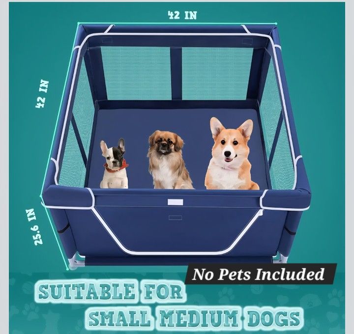 Xvishx 42x42x25.6 Inches Puppy Playpen with Gate,