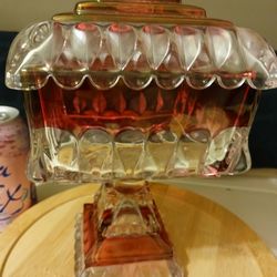 Westmoreland Ruby Flash Glass Covered Compote Wedding Box. 9 And 1/2 In Tall