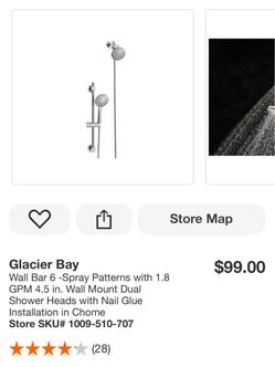 Glacier Bay Dual Shower Head Wall Bar Set Chrome