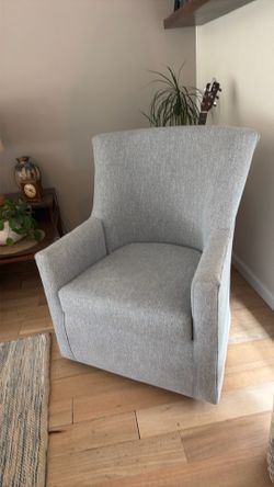 Blue Tweed Swivel Accent Chair
