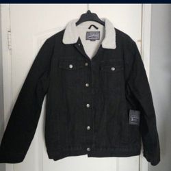 Men's Denim Trucker Jacket XL Black White