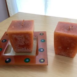 Candles With Glass Candle Plate  