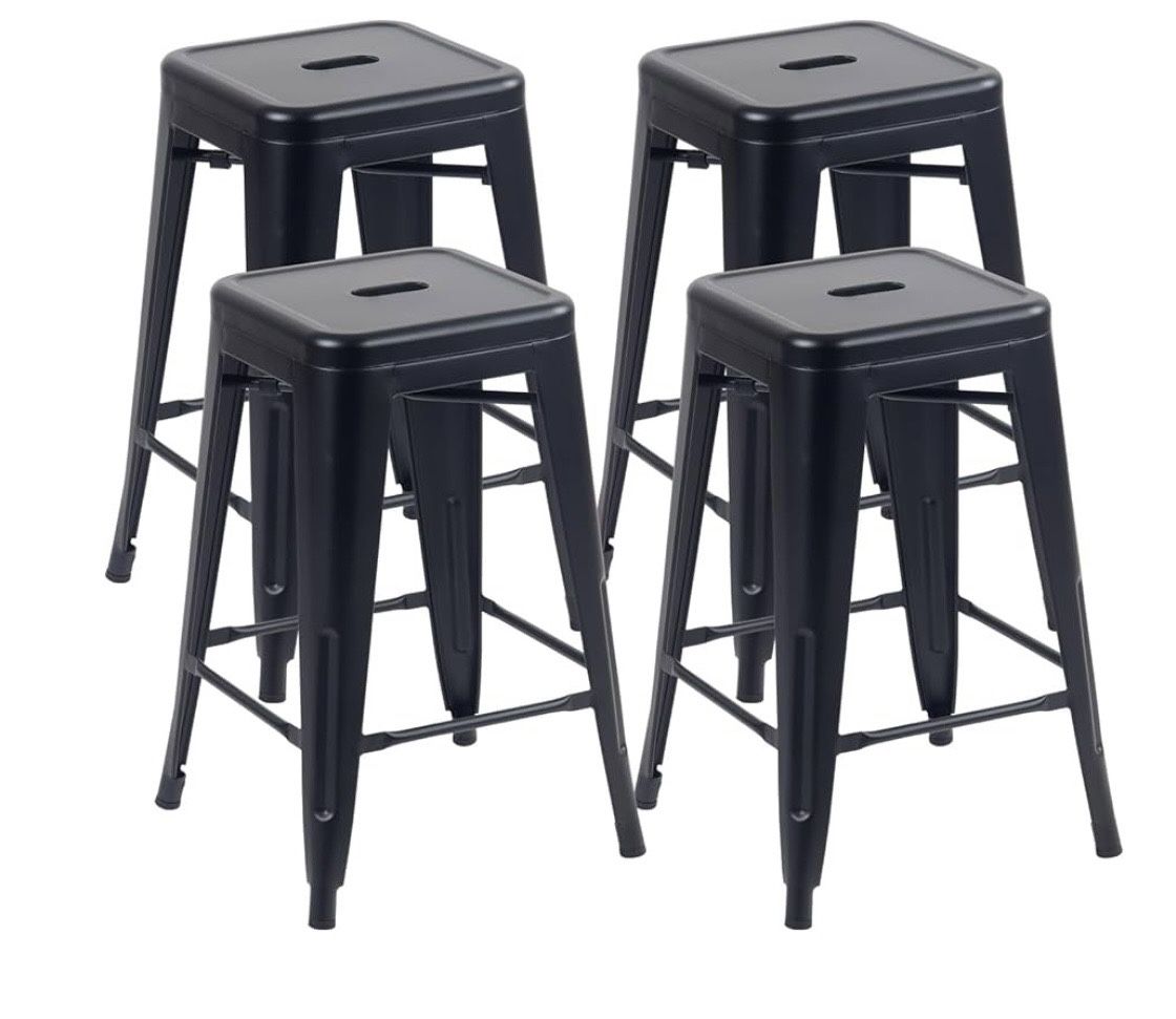 Loft Style 24 in. Stackable Metal Bar Stool (Set of 4) $100 Warehouse Clearance Sale 🔥First Come, First Served🔥 🔥Reserve with a Deposit🔥 Ad