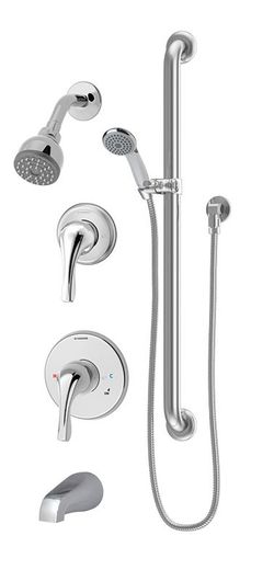 Symmons 9606-PLR Origins Tub and Shower Trim Package with Single Function Shower Head and Rough in Valve with Double Lever Handle Chrome Showers Tub
