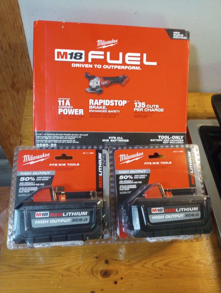 Milwaukee grinder & batteries 