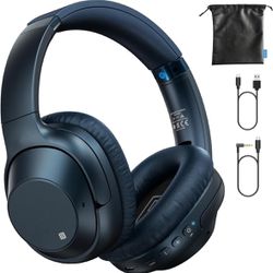 Bluetooth 5.2 Hybrid Active Noise Cancelling Headphones for Airplane Travel, 90H Playtime Wired and Wireless Over Ear ANC Headset for Adults, Android,