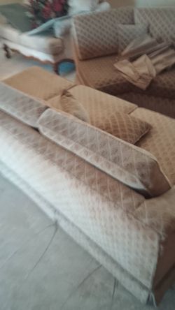 Beige Fabric Sofa Set with Cushions