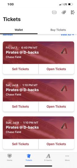 Dbacks Vs Pirates 7/7 - 7/9