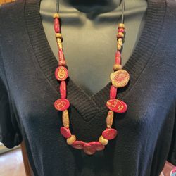 Necklace Burgundy And Gold