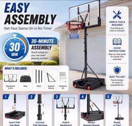 Basketball Hoop for Outdoor, Fehomix Adjustable Height 7-10 FT, Portable Basketball Goal System with 45" Shatterproof Backboard, Wheels & Water Base,