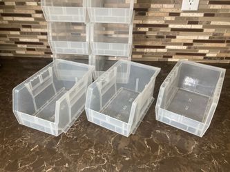 AkroBins Plastic Storage Bins, 9 Pc Space-Saving Stackable Bins