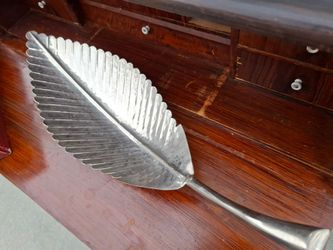Hammered Metal Leaf Decorative Tray