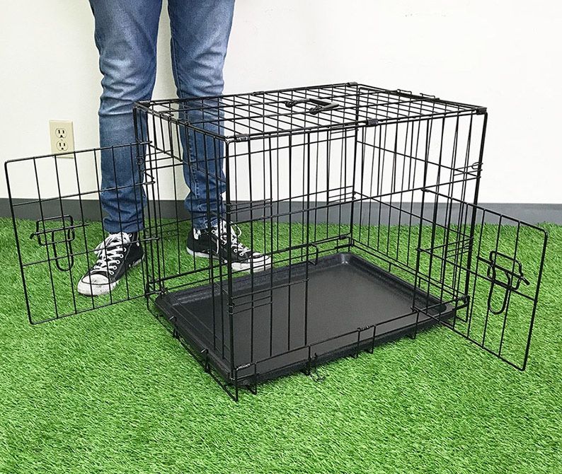 (New in box) $30 XSmall 24” Folding Metal Dog Crate Cage Kennel 24x17x19”