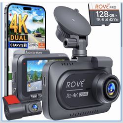 ROVE R2-4K DUAL Dash Cam Front and Rear, STARVIS 2 Sensor, FREE 128GB Card Included, 5G WiFi - up to 20MB/s Fastest Download Speed with App, 4K 2160P/