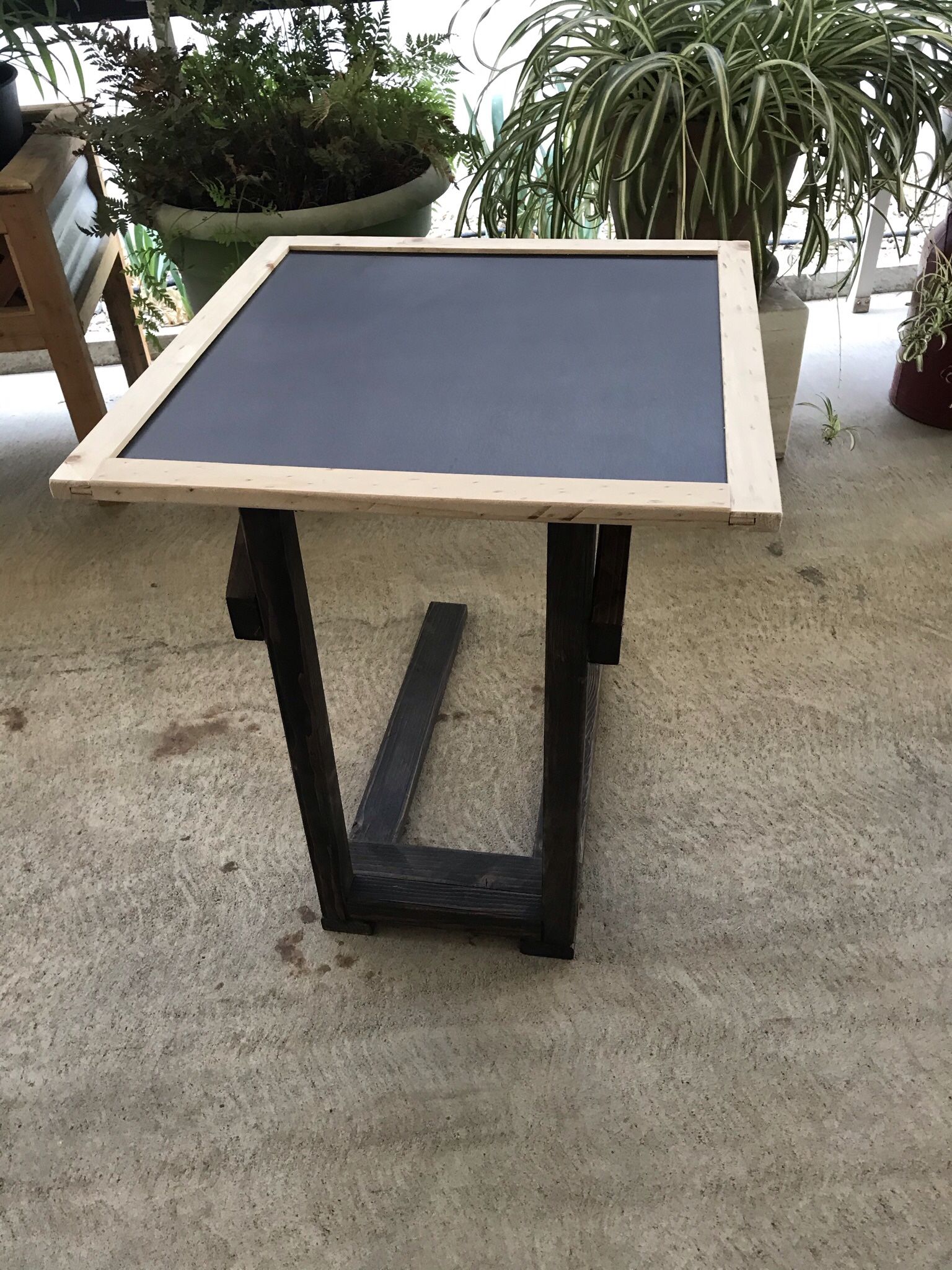 Portable Desk With Chalkboard Top Approx 2 Ft Square Height is For Standard Sofa Or Chair