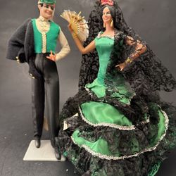 Vintage  1960's Large Pair  Marin Chiclana  Spain  Flamenco Dancers Dolls