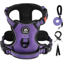 IVY&LANE No Pull Dog Harness, With Leash, Safety Belt Purple Medium