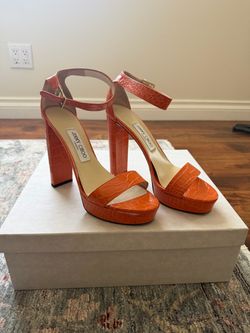 Jimmy Choo Orange Platform Sandal Heels