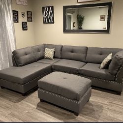 Sectional Sofa Set With Ottoman 