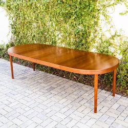 Restored 1960s Scandinavian Teak Dining Table with Two Leaves
