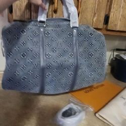 Louis Vuitton Keepall Bandouliere 45 Sky Blue Denim NEW WITH TAGS