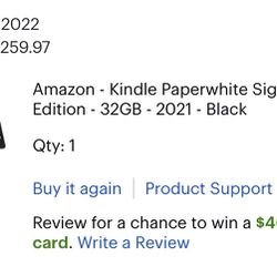 Amazon Kindle Paper white Signature Addition 2021