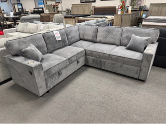 Gray Sofa Sectional w/ Pull Out Sleeper