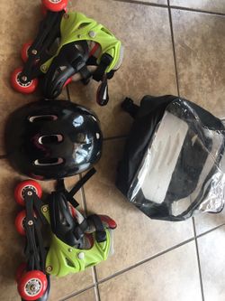 Skates and helmet