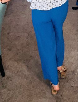 Blue Wide-Leg Casual Pants