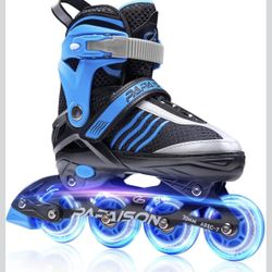 PAPAISON Adjustable Inline Skates Size 7–10 – Light Up Wheels