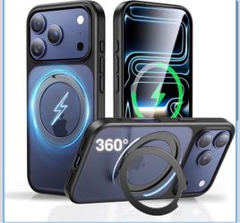 iPhone 17 Pro Max Case with 360° Magnetic Stand,Hidden Bearing Design,MagSafe Compatible,Built-in Stand,SGS Military-Grade Protection,Air-Shock Cushio