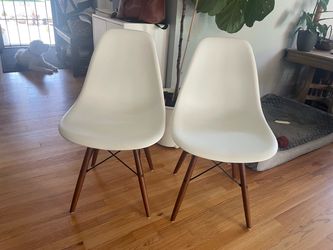 White Eames-Style Dining Chairs – Set of 2