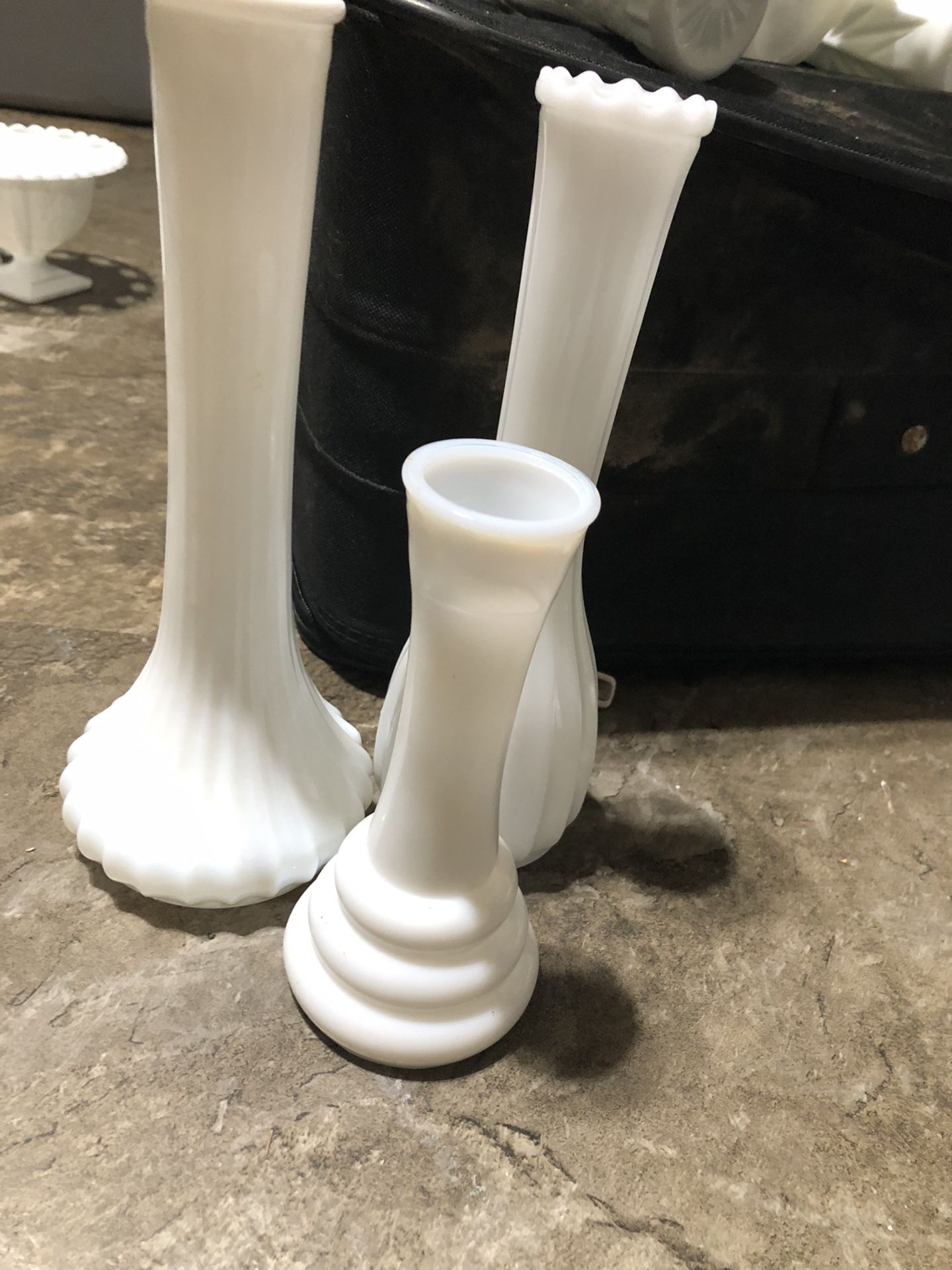 3 Milk Glass Vases