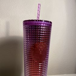 Starbucks Summer 2 Release: Purple and Red Grid Kaleidoscope 24 oz Venti Tumbler