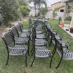set of 28 pcs total heavy cast iron chair/table