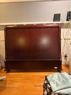 Queen cherry wood bed frame