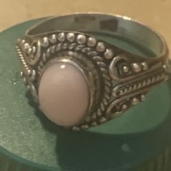Pink Opal Sterling Ring Size 6