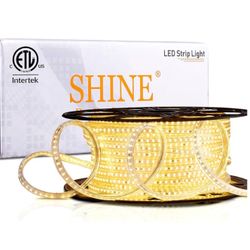 150 Ft Shine Decor LED Strip Light 150FT 120VAC, Super Bright 19012 Lumens Dimmable, IP65 Waterproof for Outdoor Indoor, 3000K Warm White Every 1.6ft 