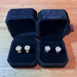 (2) VVS1 Matching Style Moissanite Earring Gold / Silver  