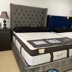 Queen Diamond Bed Frame With Copper Colchon Mattress 
