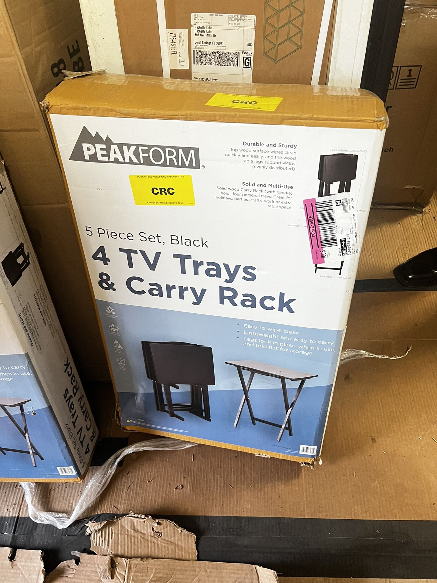 5pc TV Tray Set Wood - Plastic Dev Group