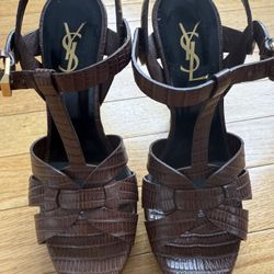 YSL Yves Saint Laurent Tribute T-Strap Platform Sandal