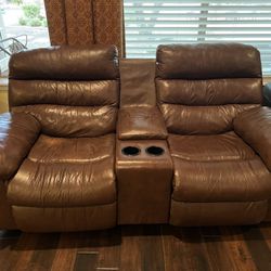Leather Double Reclining Sofa